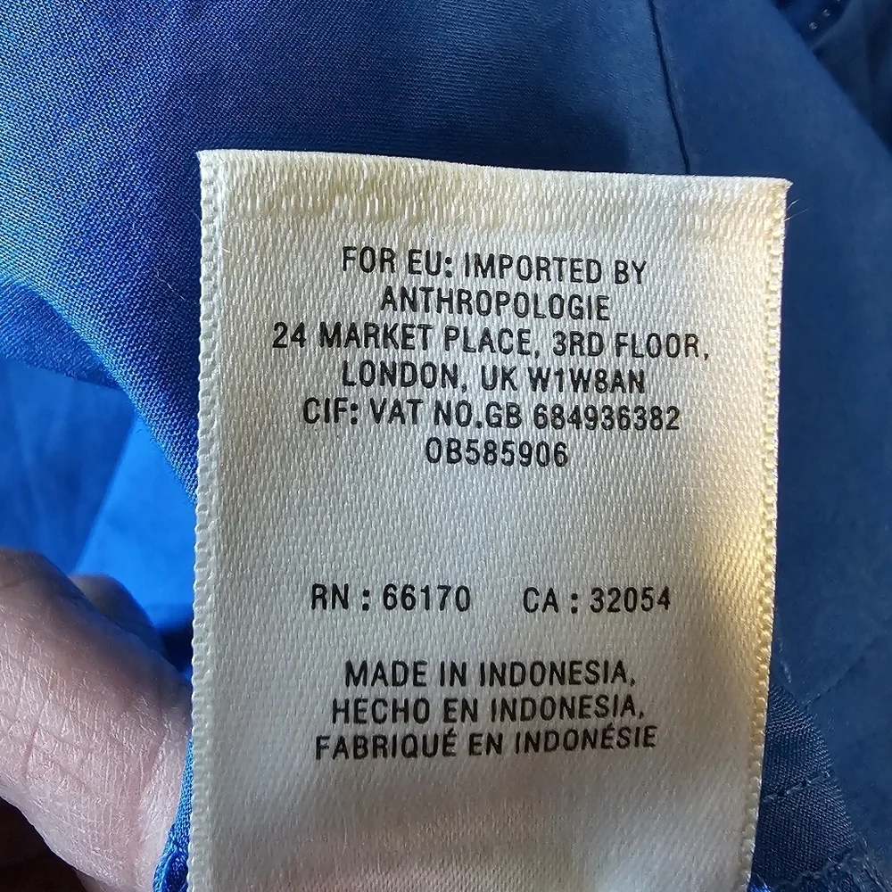 HD in Paris by Anthropologie Royal Blue Ruffle Sleeve Ruched V Neck, Size 10 - Picture 6 of 9